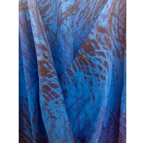 Rory Beca Blue Printed 100% Silk Surplice Dress - Picture 5 of 6